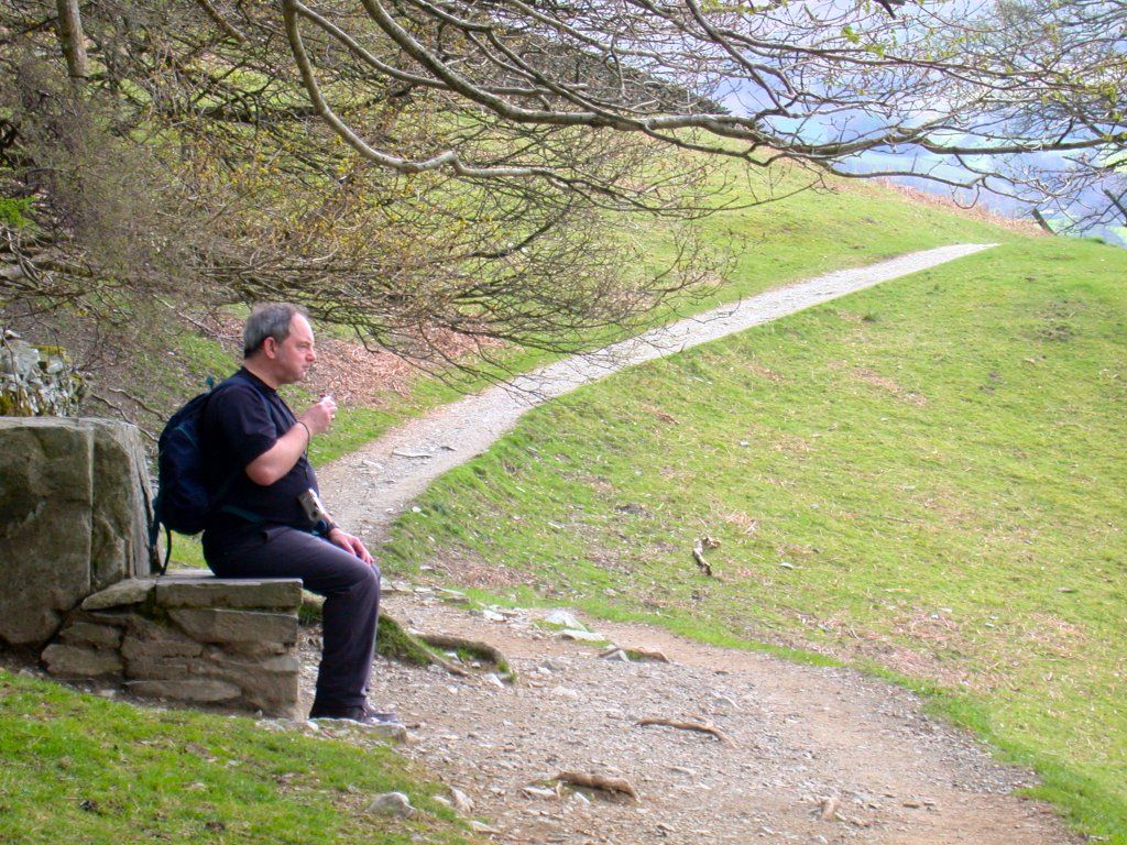 Mark taking a rest whilst walking to Rydal