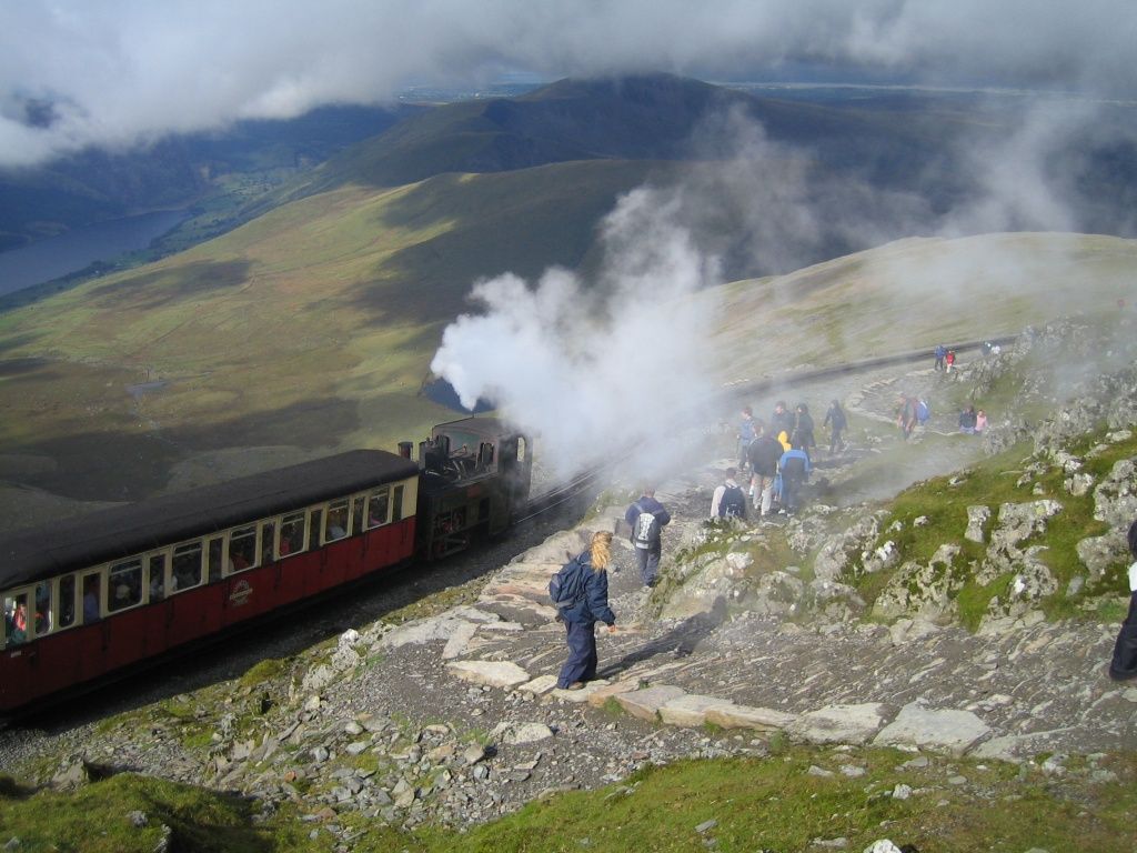 Steam train climbing Snowdon