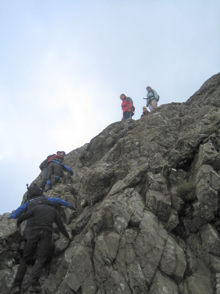 Climbing down from the summit of Crib Goch