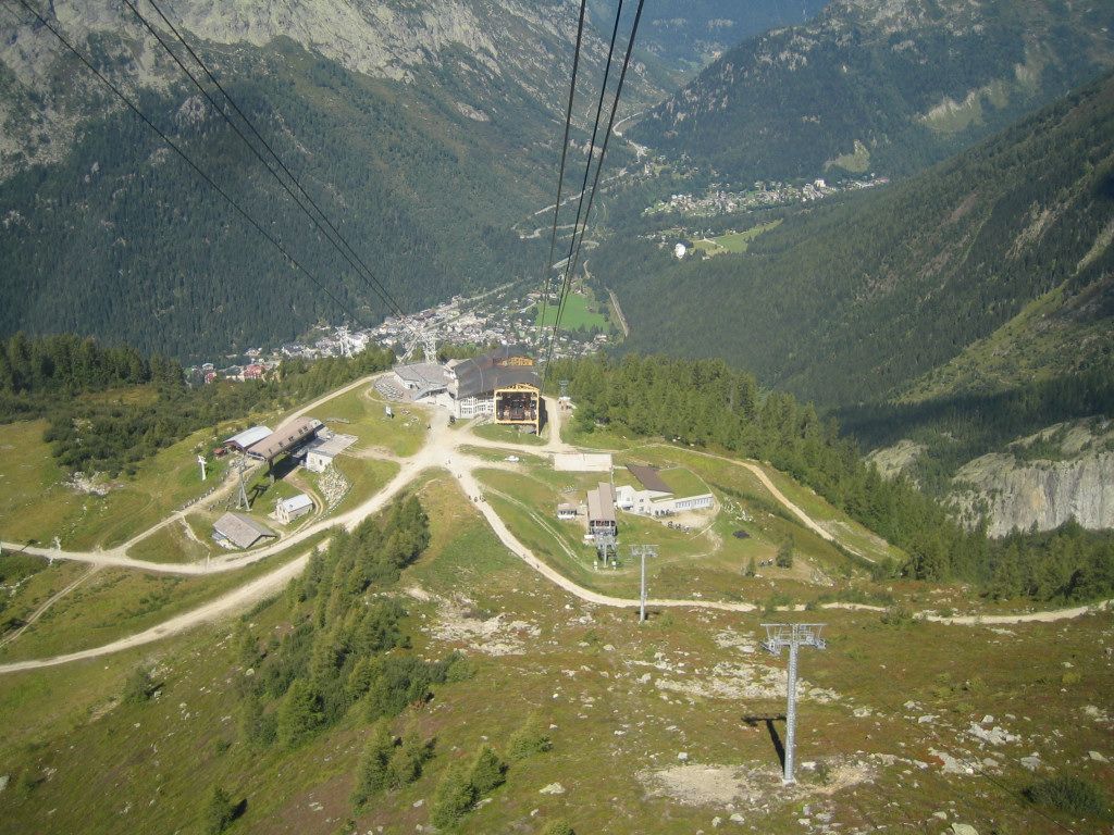 Looking down at Grand Montets mid station