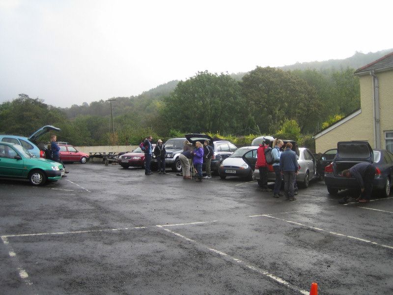 The group assembled in the car park
